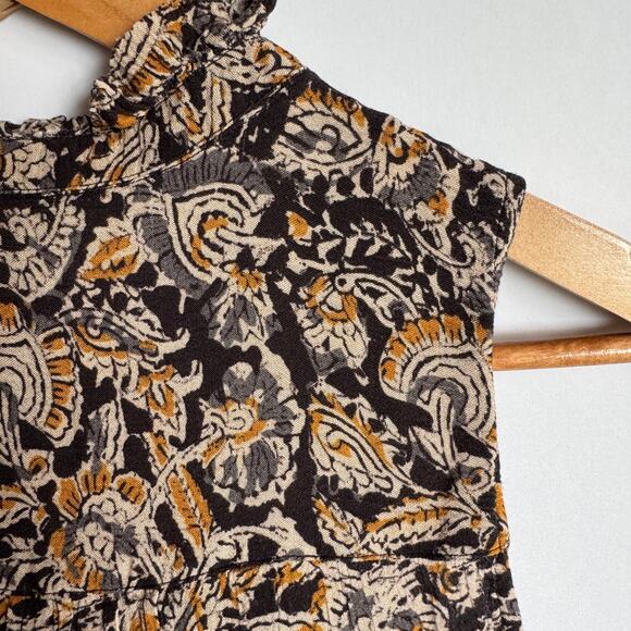 Faherty Faith Ruffle Sleeveless Blouse Small Neutral Popover Top Paisley Floral - Picture 7 of 12